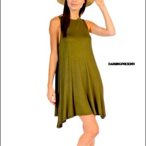 BELLINO CLOTHING TEE SHIRT SHIFT DRESS WOMEN COLOR OLIVE SIZE S